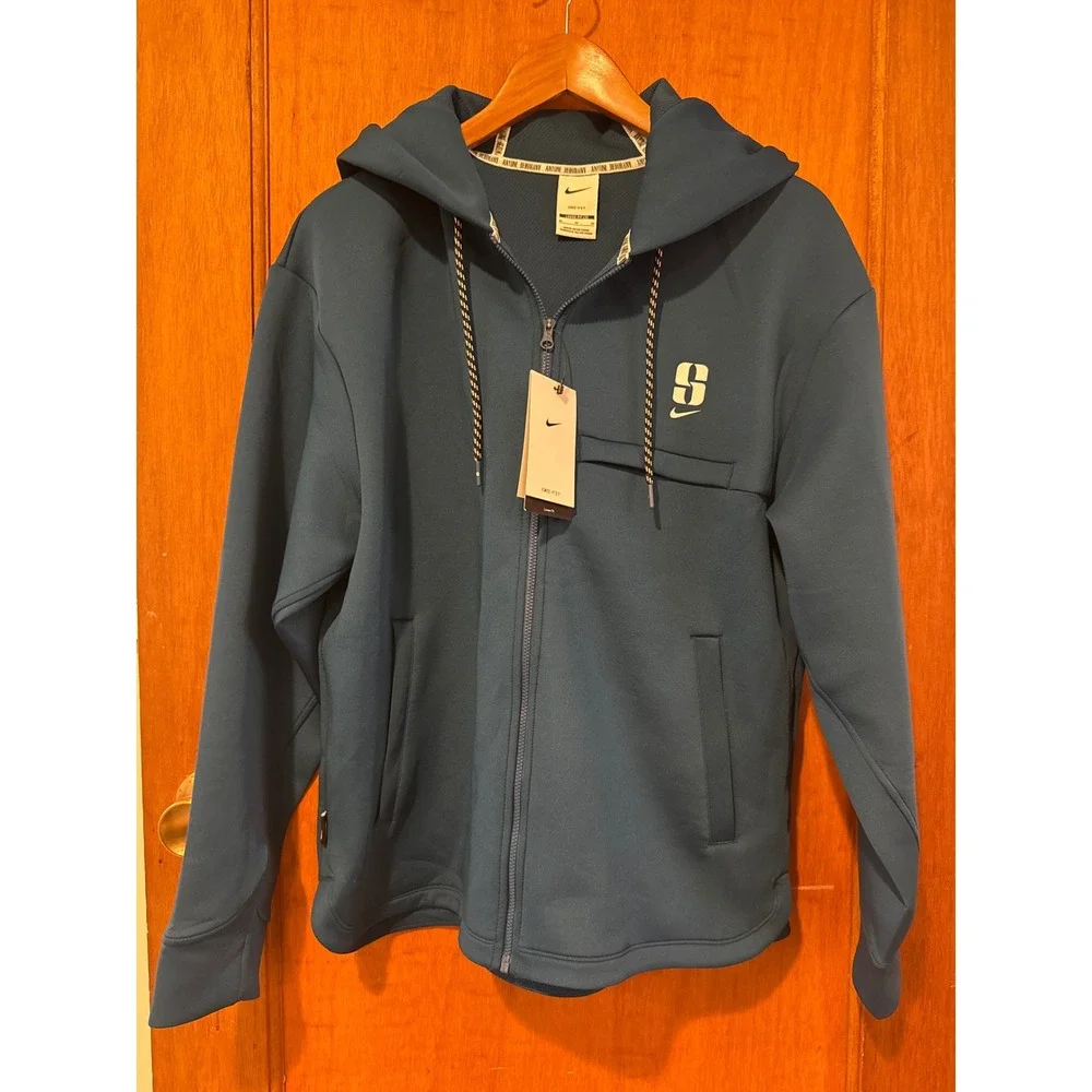 Nike women's hoodie Medium Sabrina full zip dri-fit NWT teal‎ blue jacket